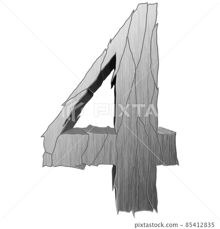 Jagged brushed metal number.Art font. 85412835