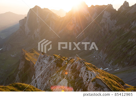 Swiss mountains - monumental rock formations in the Alps Swiss mountains - monumental rock formations in the Alps 85412965