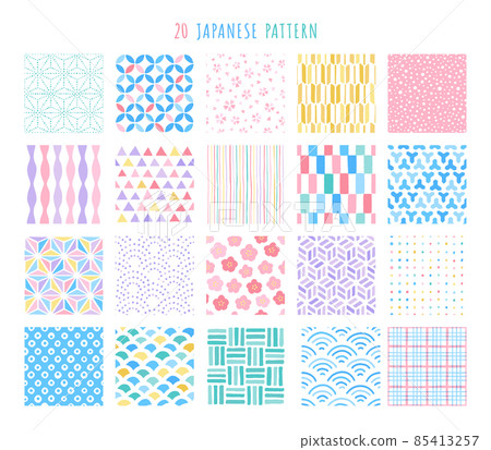 20 kinds of handwritten Japanese pattern seamless pattern (spring) 85413257
