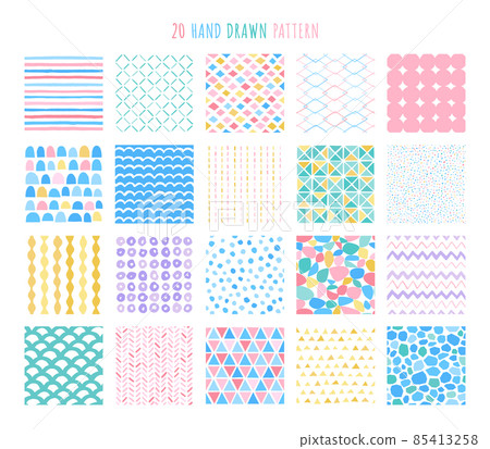 20 kinds of spring color handwritten seamless patterns 85413258