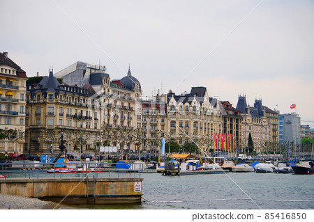 Buildings Lake Geneva beautiful Switzerland Buildings Lake Geneva beautiful Switzerland 85416850