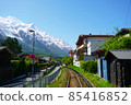 Chamonix France with Mont Blanc Mountain Railway Line Station 85416852