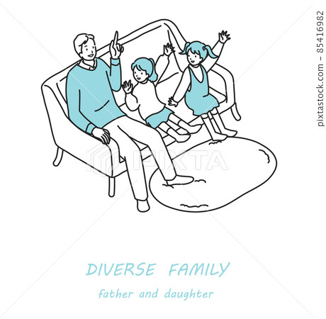Diverse families dads and daughters 85416982
