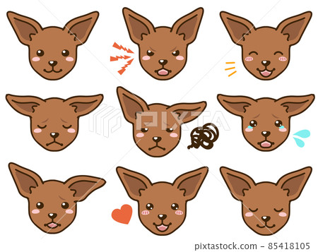 Facial expression face icon of standing ear miniature Pinscher (red) Facial expression face icon of standing ear miniature Pinscher (red) 85418105