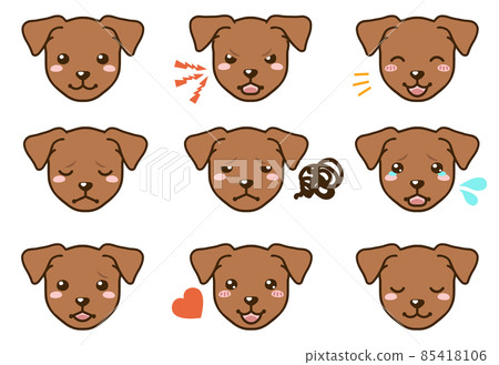 Facial expression face icon of the broken ear Miniature Pinscher (red) 85418106