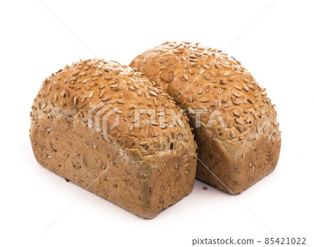 Bread with sunflower seeds. Tasty rye bread, isolated on white background 85421022
