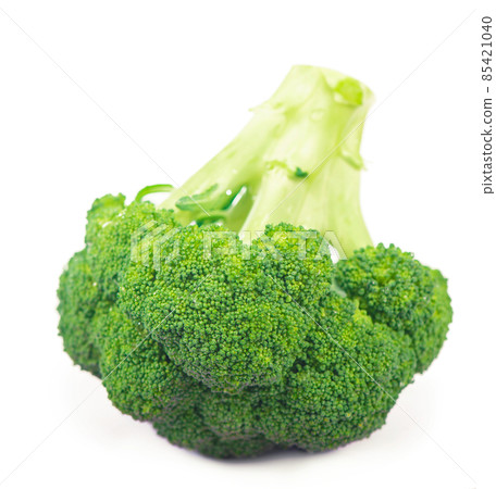 Fresh green broccoli on white background. Organic food 85421040