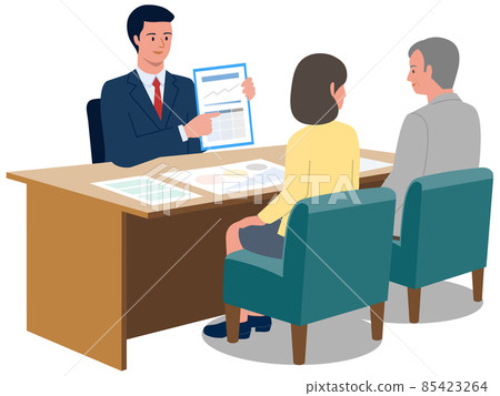 Vector illustrations of senior couples listening to experts for life plan explanations Vector illustrations of senior couples listening to experts for life plan explanations 85423264