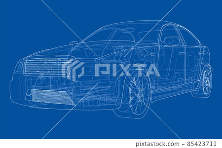 Electric Car With Chassis. 3d illustration 85423711
