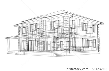 Exterior of the house with visible internal elements Exterior of the house with visible internal elements 85423762