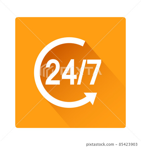 flat design 24 hours 7 days a week icon button vector illustration 85423903