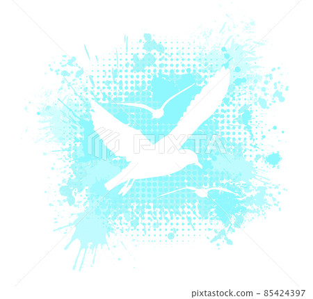 Flying White watercolor seagull. Vector illustration 85424397
