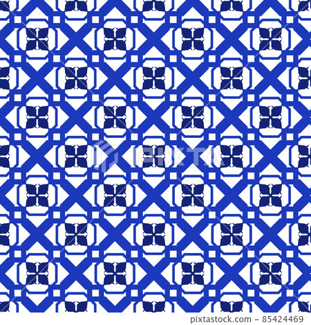 Azulejos portuguese traditional ornamental tile, blue and white seamless pattern Azulejos portuguese traditional ornamental tile, blue and white seamless pattern 85424469