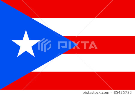 National Flag Commonwealth of Puerto Rico, Five equal horizontal bands of red alternating with white, blue equilateral triangle based on the hoist side bears a white, five-pointed star in the center 85425783