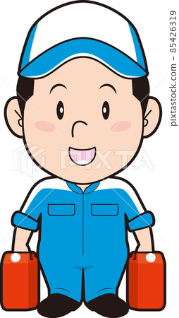 Male mechanic with a red plastic tank 85426319