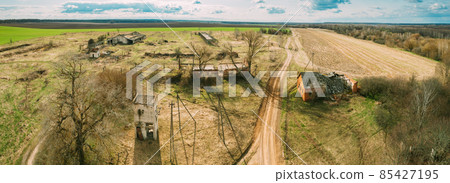 Belarus. Abandoned Barn, Shed, Farm House In Chernobyl Resettlement Zone. Chornobyl Catastrophe Disasters. Dilapidated House In Belarusian Village. Whole Villages Must Be Disposed 85427195
