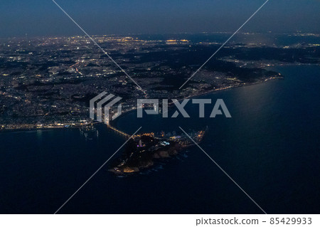 Aerial view of Enoshima at night Aerial view of Enoshima at night 85429933
