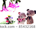 Bear stuffed toys and flowers 85432168
