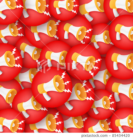 3D pattern with megaphone sticker for marketing advertising design. Marketing announcement. 3D pattern with megaphone sticker for marketing advertising design. Marketing announcement. 85434420