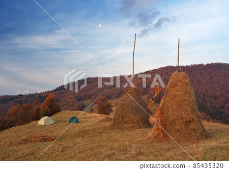 Camping in the mountain village 85435320