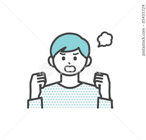 一個年輕人憤怒表情的插圖素材 85435724