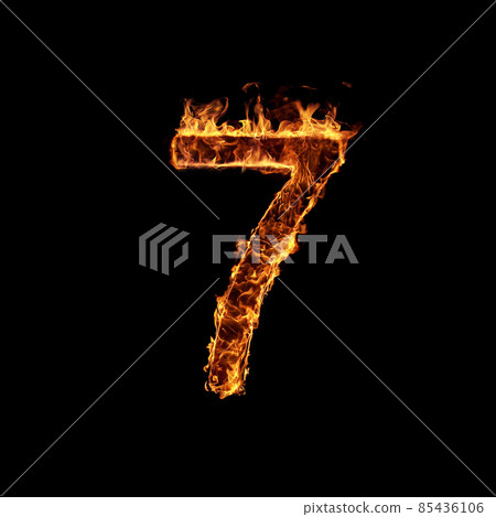 Single Number of Fire Flames Alphabet 85436106