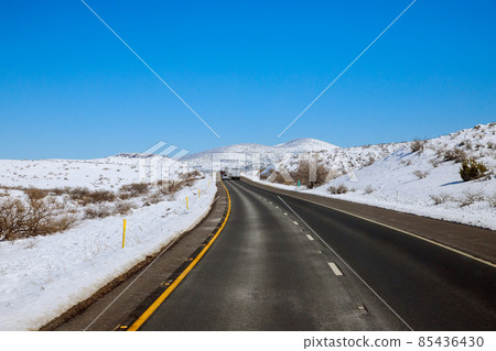 Desert landscape in the winter after a heavy snowfall mountain in Arizona Desert landscape in the winter after a heavy snowfall mountain in Arizona 85436430