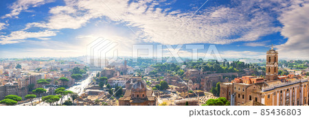 The Tabularuim in the panorama of Roman Forum, Italy 85436803