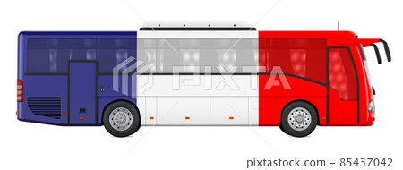 Bus travel in France, French bus tours, concept. 3D rendering 85437042