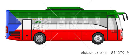 Bus travel in Equatorial Guinea, Equatoguinean bus tours, concept. 3D rendering 85437049