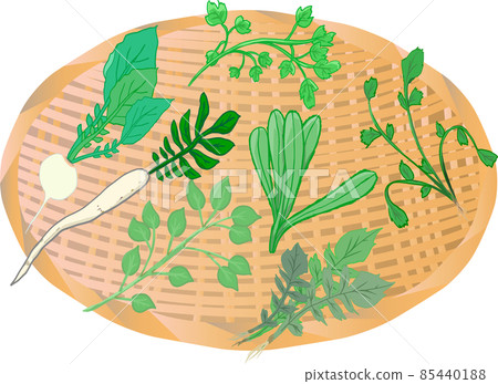 Seven herbs of spring decorated in a colander 85440188