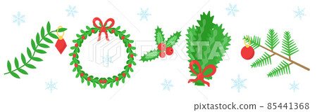 Fir spruce, holly, yew, mistletoe, ivy flat set 85441368