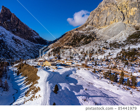 Italy from above - the Dolomites in South Tyrol in winter Italy from above - the Dolomites in South Tyrol in winter 85441979