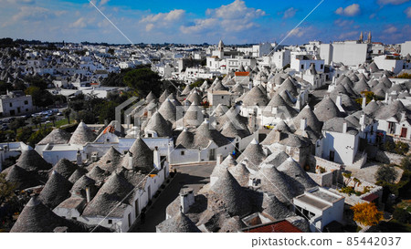 Famous Trulli houses in the city of Alberobello in Italy Famous Trulli houses in the city of Alberobello in Italy 85442037