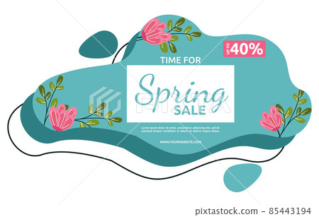 Time Spring Sale Flower Marketing Business Banner Fluid Style 85443194