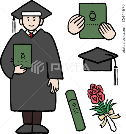 Illustration material set of university graduates 85444670