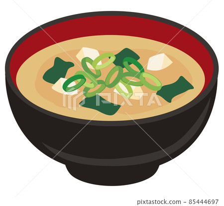 Miso soup with tofu and wakame 85444697