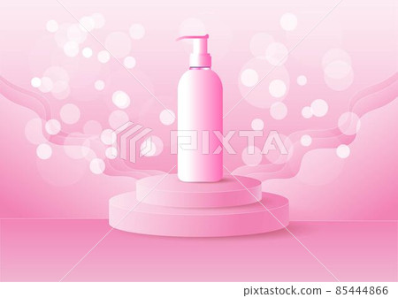 cosmetic ad templatepeople with bags Depart and book a plane ticket through the airport. flat vector in pink theme soft   product mockup It's a pipe on a round platform. flat style vector illustration 85444866