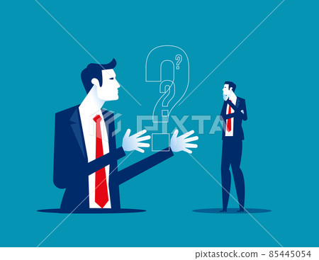 Cognitive process and curious thoughts scene. Curiosity and thinking about questions and examining 85445054