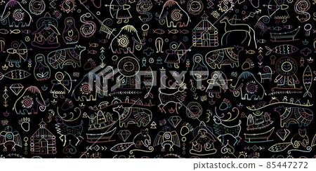 Seamless pattern with North People Lifestyle. Sketch for your design Seamless pattern with North People Lifestyle. Sketch for your design 85447272