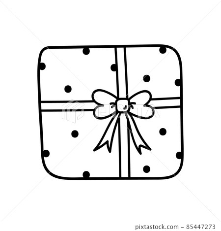 Cute gift tied with a festive ribbon with a bow Cute gift tied with a festive ribbon with a bow 85447273