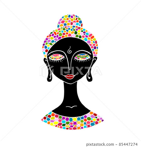 Meditating woman portrait. Sketch for your design 85447274