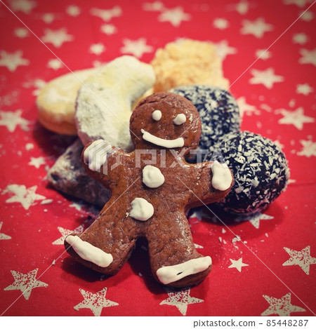 Christmas homemade gingerbread cookies. Festive concept with baking on Christmas time. 85448287