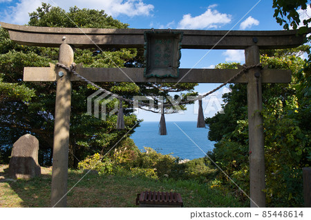 The blue sky and the sea beyond the torii 85448614