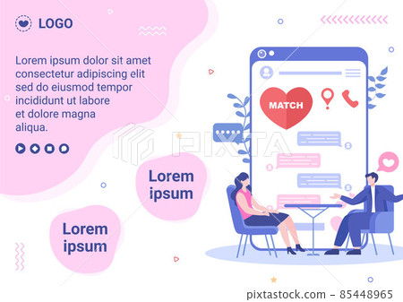 Dating App For a Love Match Brochure Template Flat Design Illustration Editable of Square Background Suitable to Social Media or Valentine Greetings Card 85448965