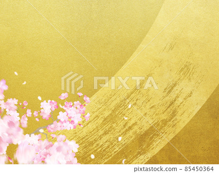 櫻花和金箔的日式背景 85450364