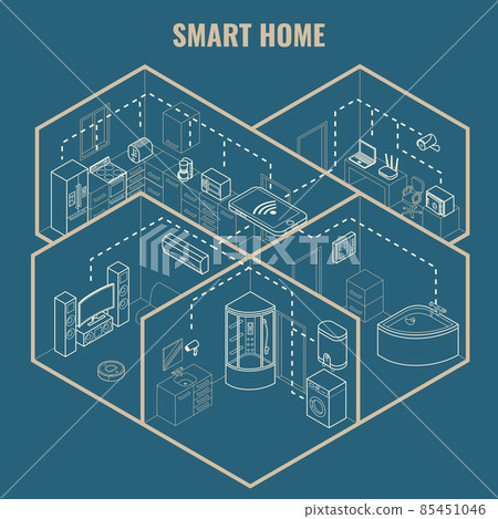 Smart house concept vector 3d isometric... - Stock Illustration ...