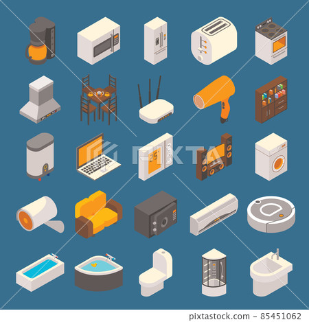 Vector smart home flat 3d isometric icon set 85451062