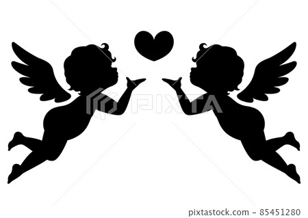 Cupid of love silhouette illustration 17 85451280