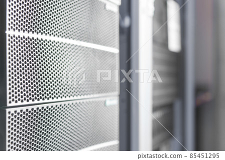 detail of rack with data backup hard drives covered with protect 85451295